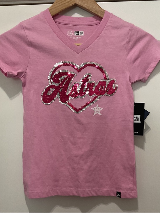 New Era Other - New Era Kids' Houston Astros Pink Sequin Heart V-Neck Tee